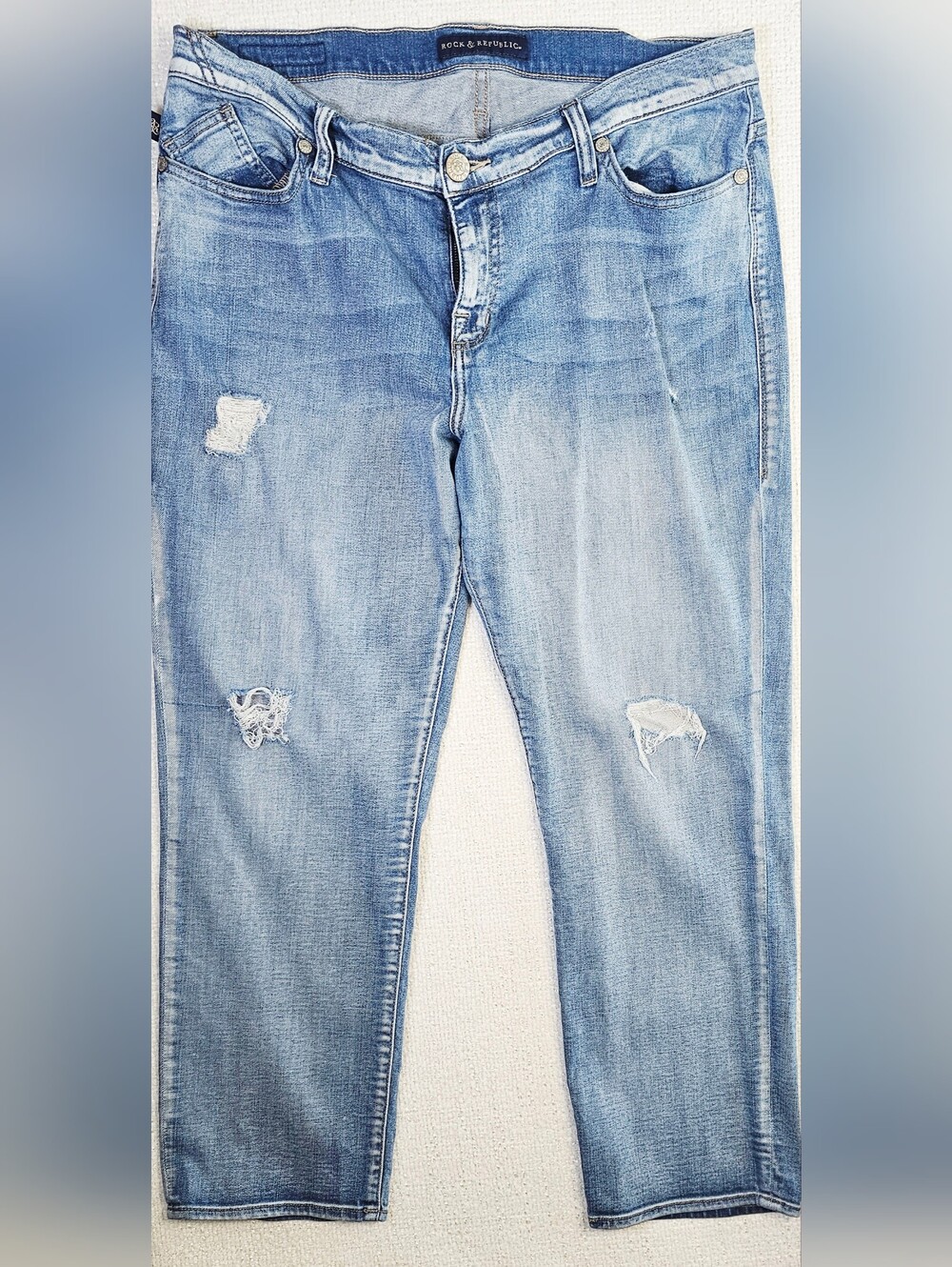 Rock & Republic Indee Distressed Cropped Boyfriend Jeans Women's Size 16M